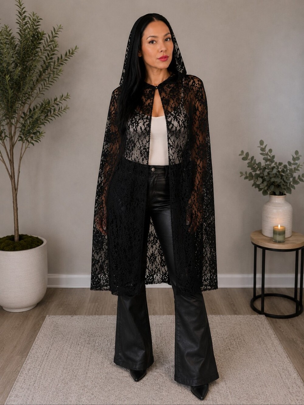 Elegant Black Lace Robe/Cape